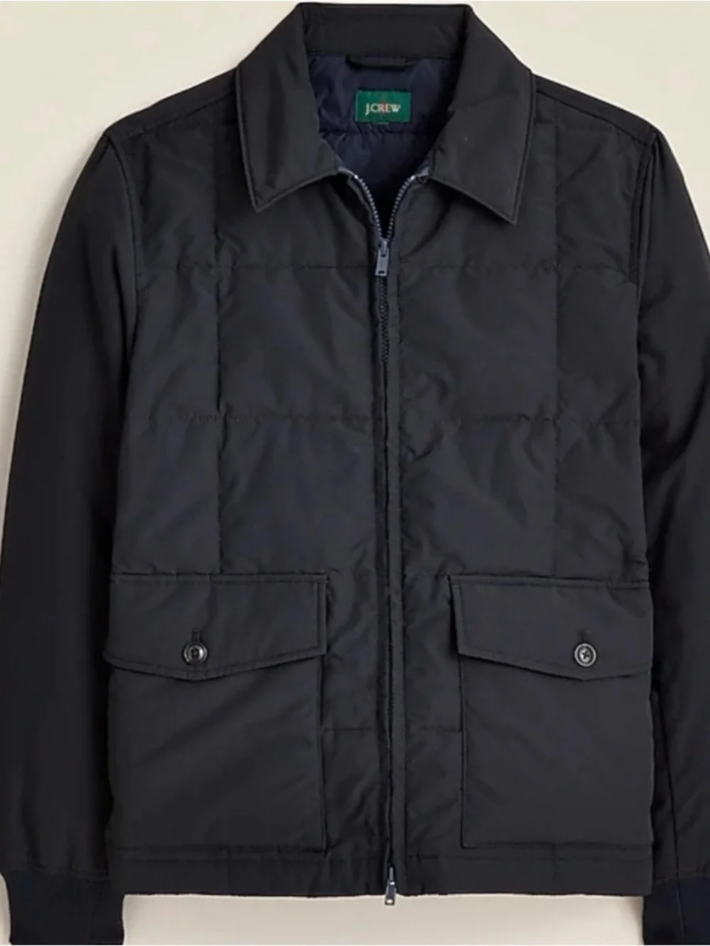 J. Crew Black Quilted Zip-Front Puffer Jacket